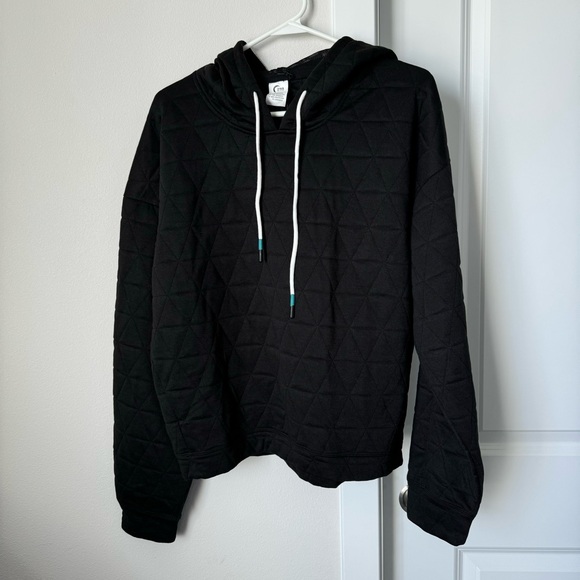 NWT ZYIA Black Quilted Triad Hoodie Size Large Athleisure Fall Autumn Comfort - Picture 5 of 14